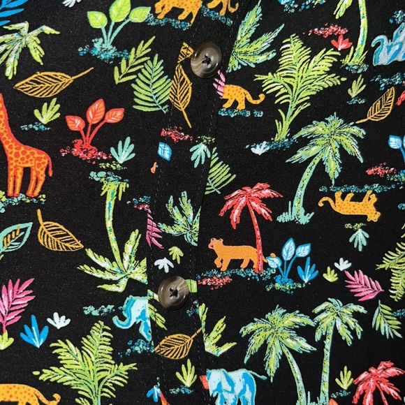 Wonder Nation black & colorful safari palm tree animals long dress Medium (7-8)​ - Picture 5 of 8